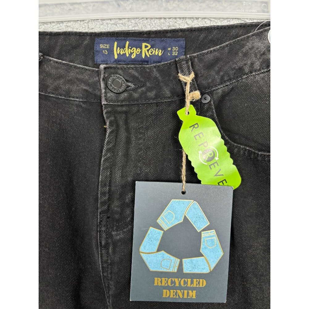 Indigo Rein Recycled Denim Skater Jeans High Rise Flare Leg 13 Distressed NWT's - Picture 4 of 7